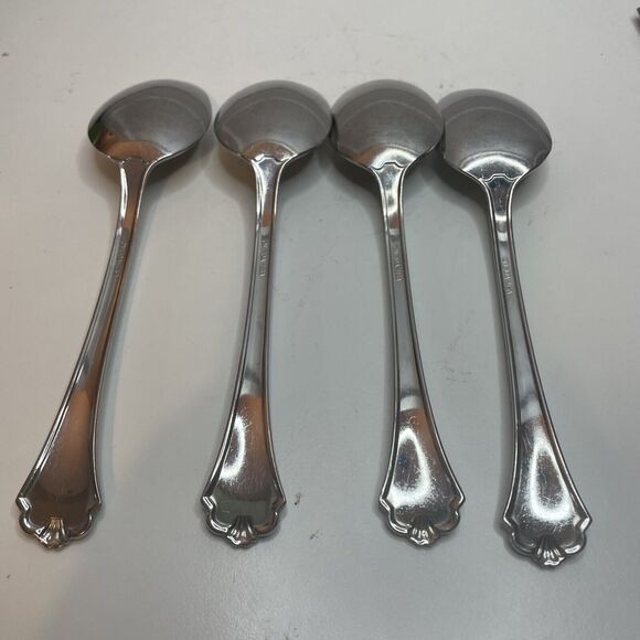 SET OF 4 ONEIDA MIDTOWNE STAINLESS STEEL 6-7/8" OVAL SOUP/PLACE SPOONS - Picture 4 of 7